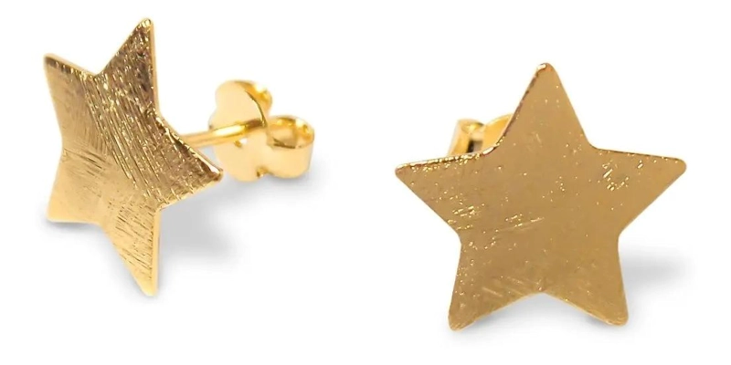 AROS ESTRELLA SATINADOS ENCHAPADOS EN ORO DE 18 K - 1