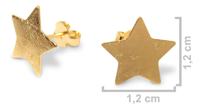 AROS ESTRELLA SATINADOS ENCHAPADOS EN ORO DE 18 K - 2