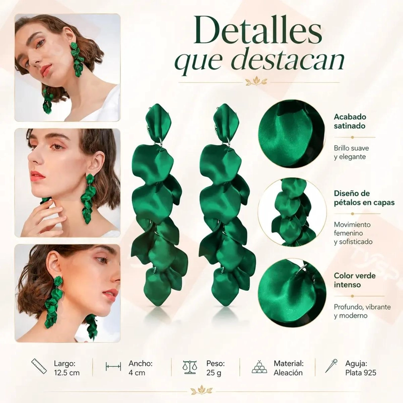 AROS LARGOS ULTRALIVIANOS CON DISEÑO DE HOJAS Y PE TALOS - 2