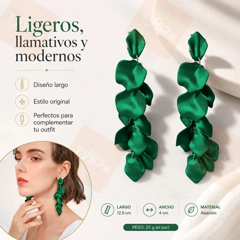AROS LARGOS ULTRALIVIANOS CON DISEÑO DE HOJAS Y PE TALOS - 3