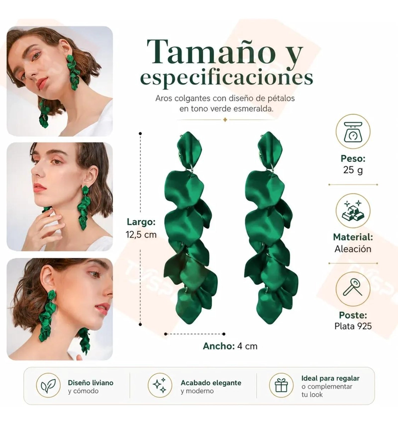 AROS LARGOS ULTRALIVIANOS CON DISEÑO DE HOJAS Y PE TALOS - 4