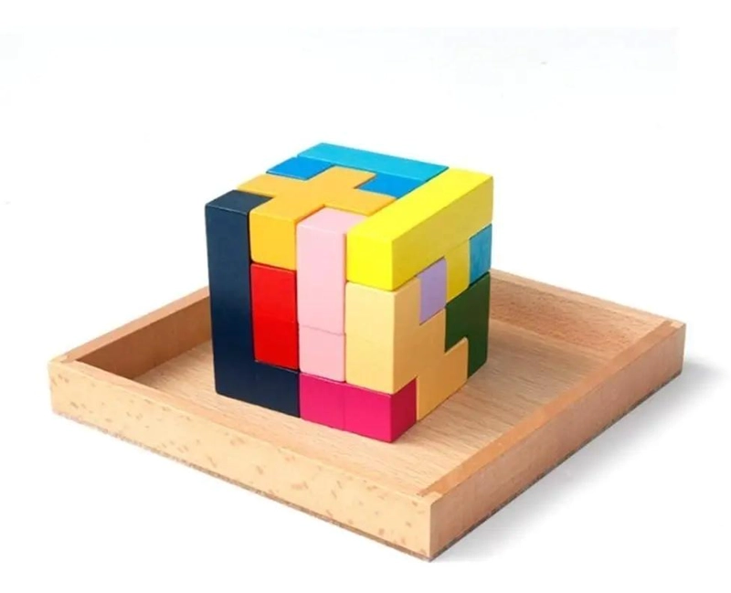 CUBO 3D PUZZLE DE MADERA DIDACTICO PARA NIÑOS - 3