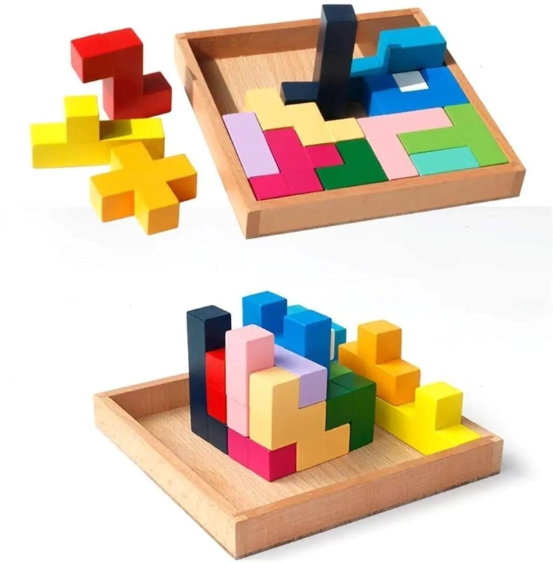 CUBO 3D PUZZLE DE MADERA DIDACTICO PARA NIÑOS - 7