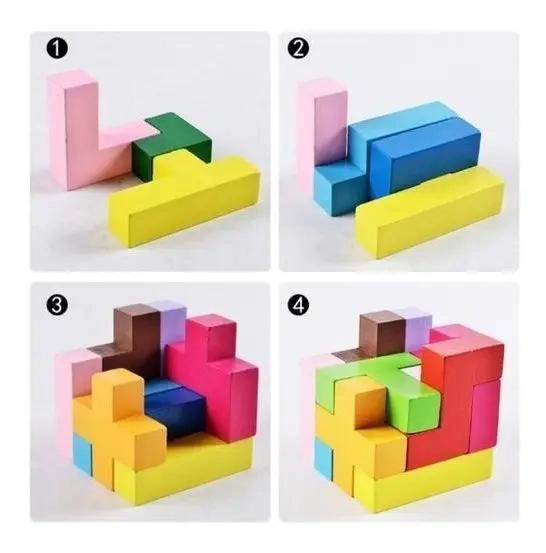 CUBO 3D PUZZLE DE MADERA DIDACTICO PARA NIÑOS - 8