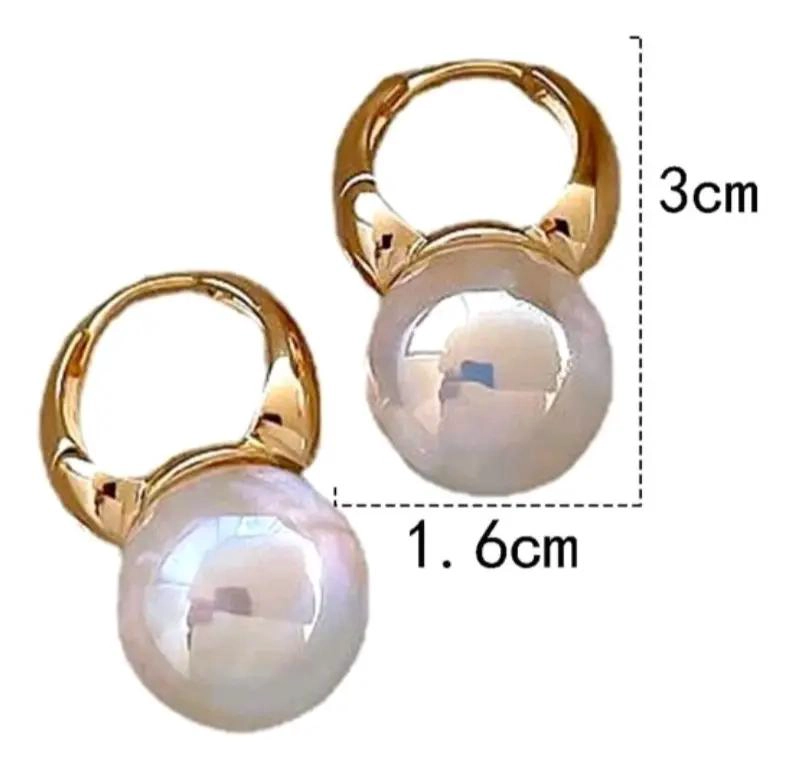 AROS ELEGANTES DE PERLA NACARADA CON BAÑO DE ORO 18K - 5