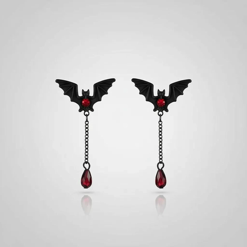 AROS PENDIENTES GOTICOS CON DISEÑO DE MURCIE LAGOS Y PIEDRAS ROJAS - 3