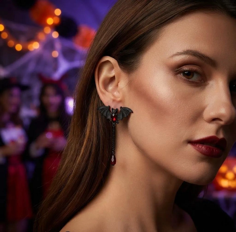 AROS PENDIENTES GOTICOS CON DISEÑO DE MURCIE LAGOS Y PIEDRAS ROJAS - 4