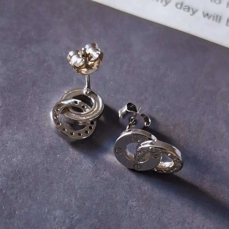 AROS DE PLATA 925 CON CIRCONES EN DISEÑO DE DOS CIRCULOS - 3