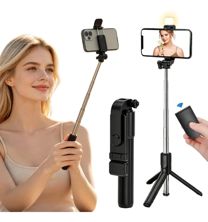 TRIPODE SELFIE AJUSTABLE CON LUZ Y CONTROL REMOTO - 1