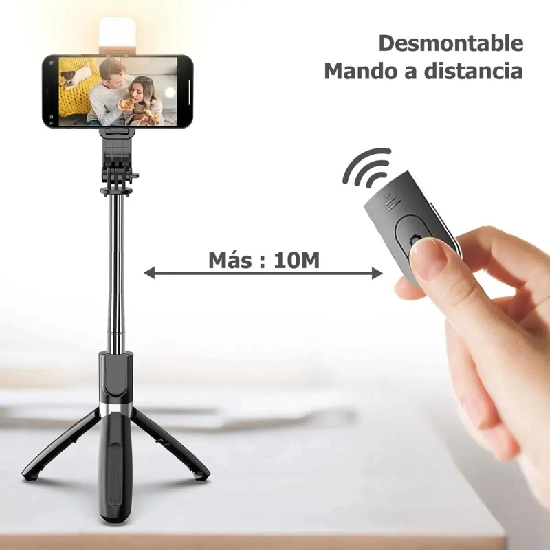 TRIPODE SELFIE AJUSTABLE CON LUZ Y CONTROL REMOTO - 3