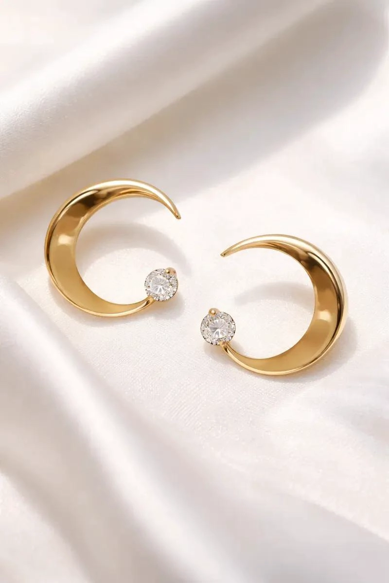 AROS DE PLATA S925 CON BAÑO DE ORO Y CIRCONITAS - 2