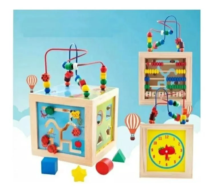 CUBO DE ACTIVIDADES EDUCATIVAS DE MADERA PARA NIÑOS - 2