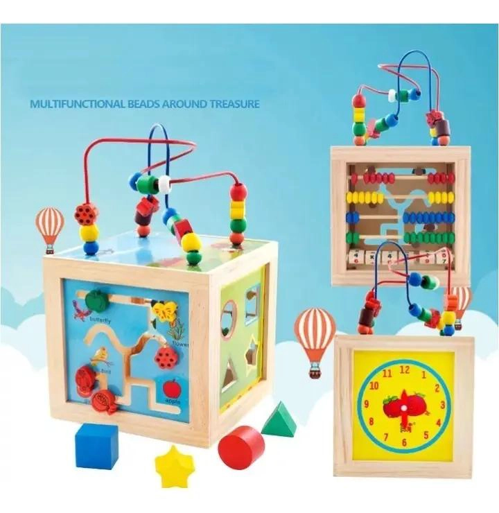 CUBO DE ACTIVIDADES EDUCATIVAS DE MADERA PARA NIÑOS - 3