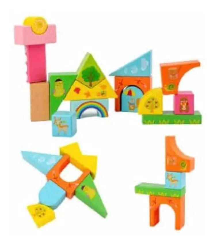 BLOQUES DE CONSTRUCCION DE MADERA PARA NIÑOS Y BEBE S - 2