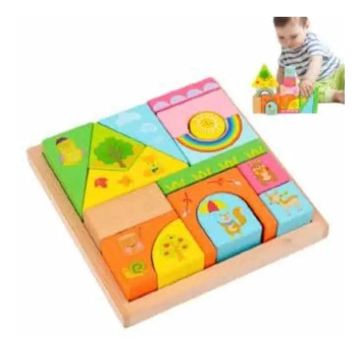 BLOQUES DE CONSTRUCCION DE MADERA PARA NIÑOS Y BEBE S - 3