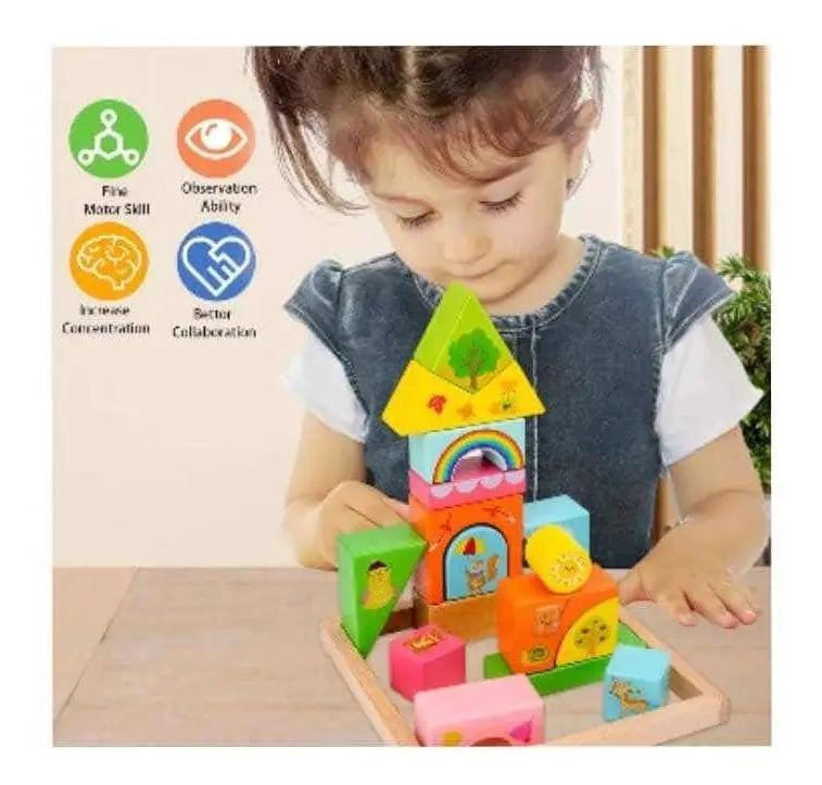 BLOQUES DE CONSTRUCCION DE MADERA PARA NIÑOS Y BEBE S - 6