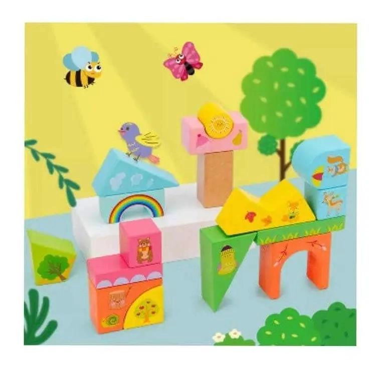 BLOQUES DE CONSTRUCCION DE MADERA PARA NIÑOS Y BEBE S - 8