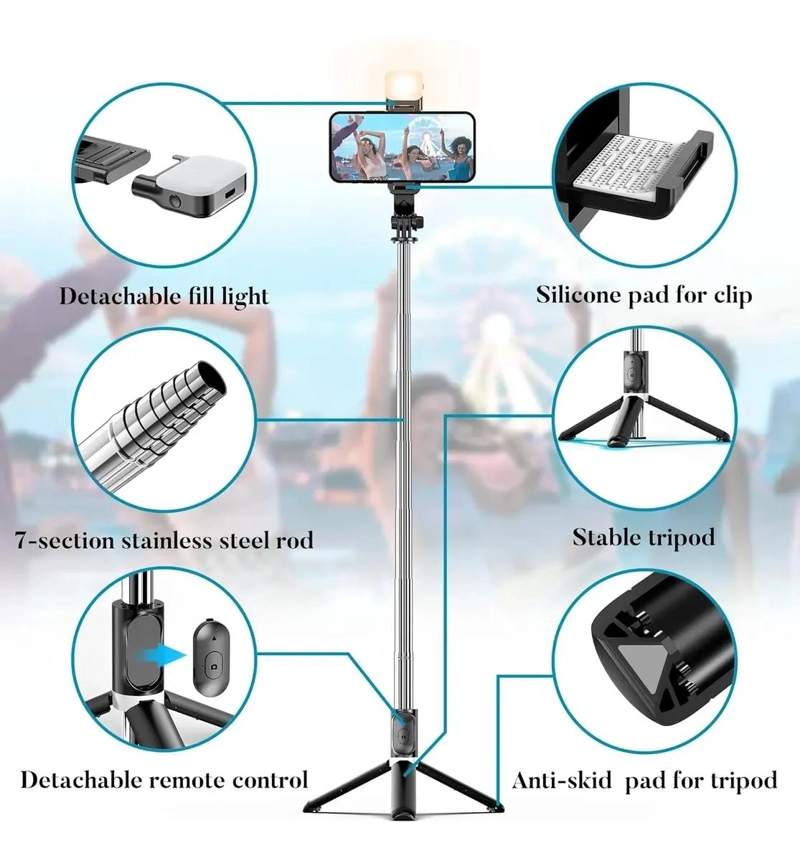 TRIPODE SELFIE CON LUZ LED Y CONTROL REMOTO INALAMBRICO - 4