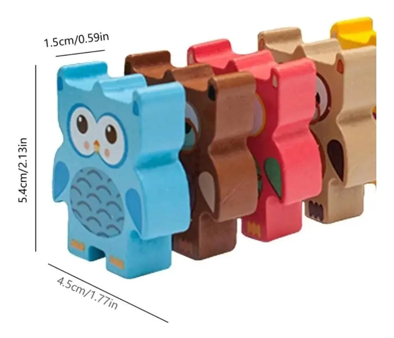 BLOQUES APILABLES DE MADERA PARA NIÑOS ESTILO BUHO - 10