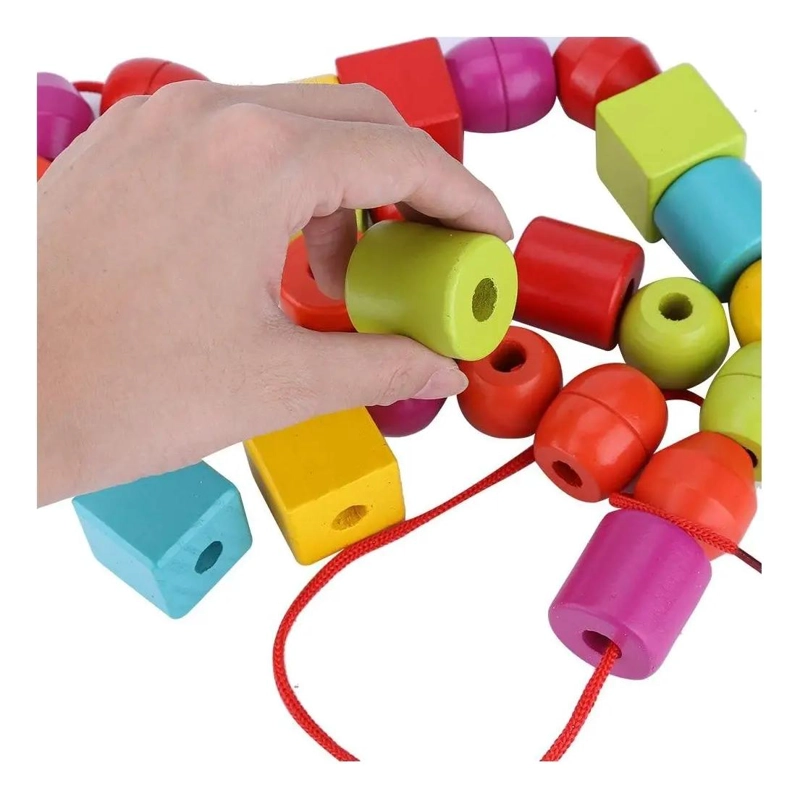 JUEGO DE ENHEBRAR CUENTAS DE MADERA PARA NIÑOS - 5
