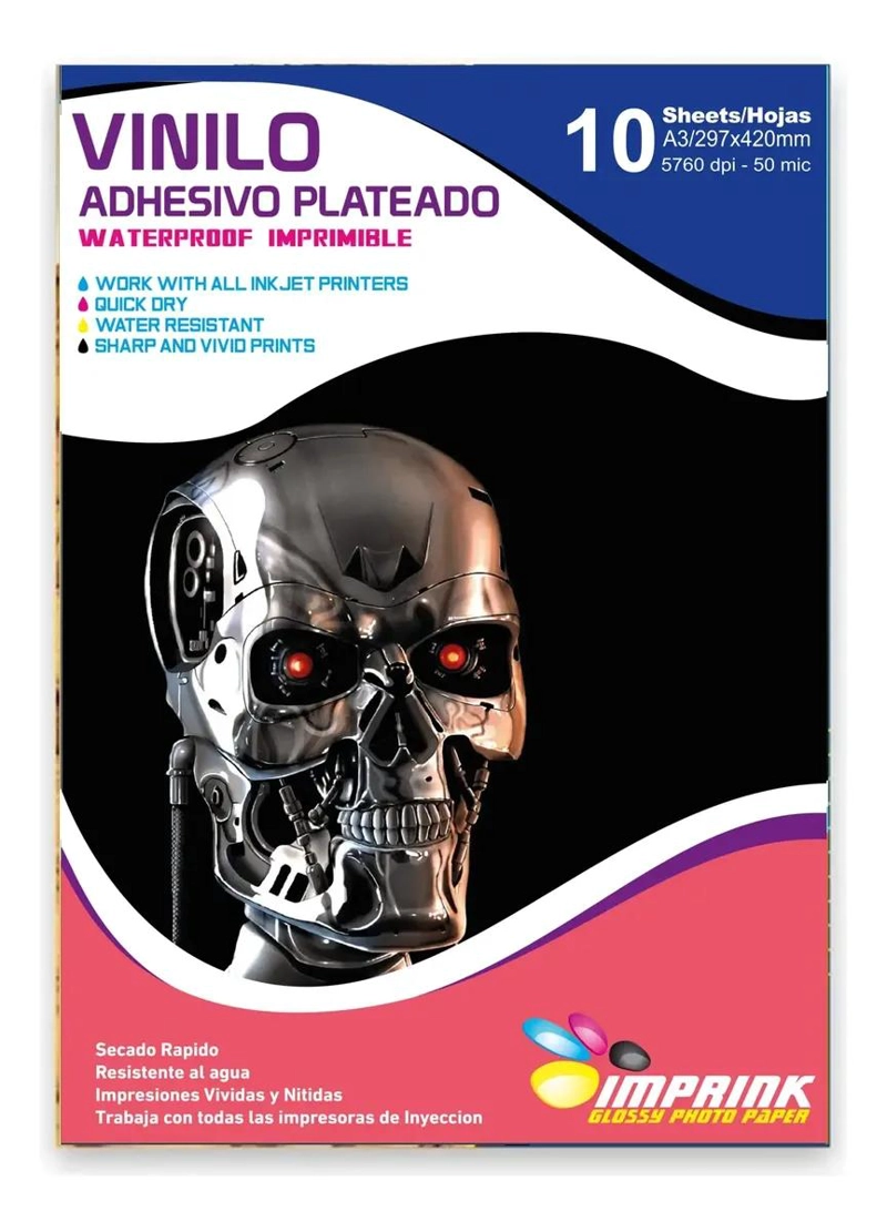 VINILO ADHESIVO PLATEADO PARA IMPRESION A3 DE 10 HOJAS - 1