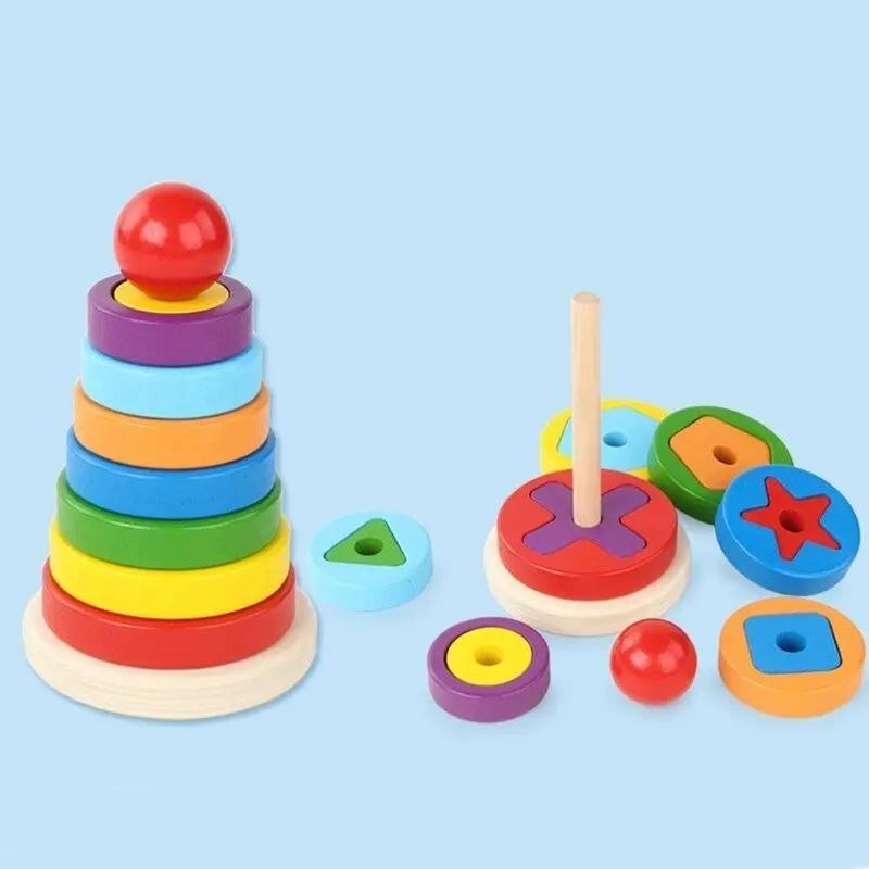 BLOQUES DE APILAMIENTO DE MADERA PARA APRENDIZAJE INFANTIL - 8