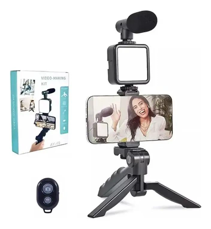 ESTABILIZADOR DE CELULAR CON MICROFONO Y LUZ LED - 1