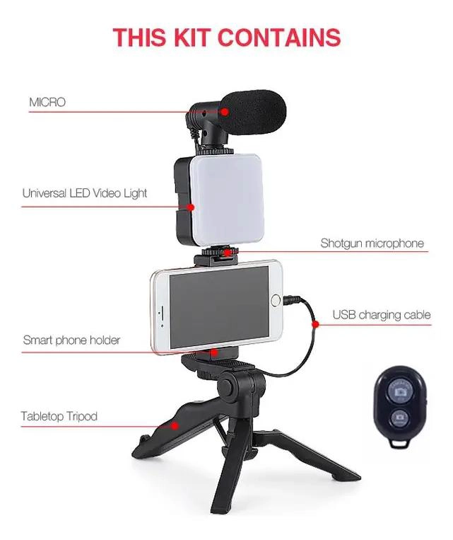 ESTABILIZADOR DE CELULAR CON MICROFONO Y LUZ LED - 4