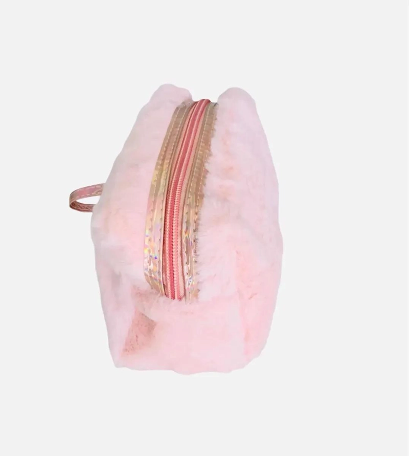 COSMETIQUERO DE PELUCHE COLOR DAMASCO PARA ACCESORIOS - 3
