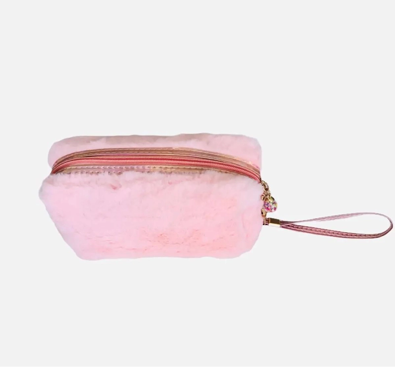 COSMETIQUERO DE PELUCHE COLOR DAMASCO PARA ACCESORIOS - 4