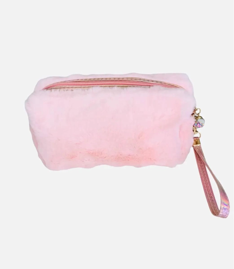 COSMETIQUERO DE PELUCHE COLOR DAMASCO PARA ACCESORIOS - 5