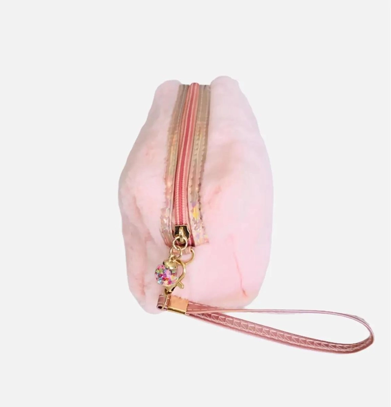 COSMETIQUERO DE PELUCHE COLOR DAMASCO PARA ACCESORIOS - 6