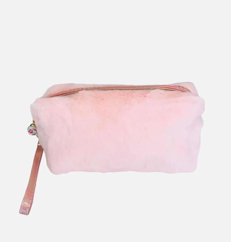 COSMETIQUERO DE PELUCHE COLOR DAMASCO PARA ACCESORIOS - 7