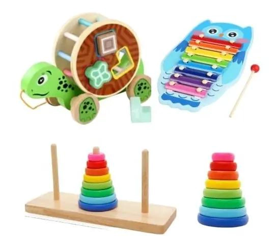 PACK DE 3 JUGUETES EDUCATIVOS DE MADERA PARA NIÑOS - 1