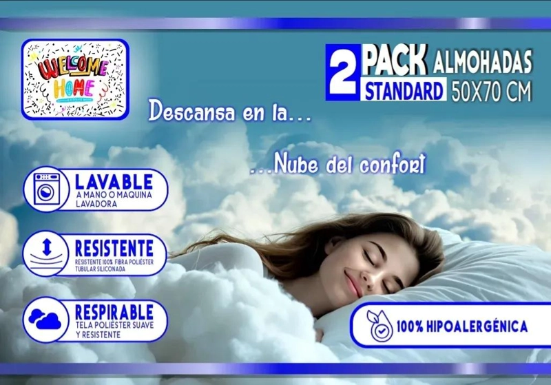 PACK DE 2 ALMOHADAS 50X70 PARA SUEÑOS REPARADORES - 2