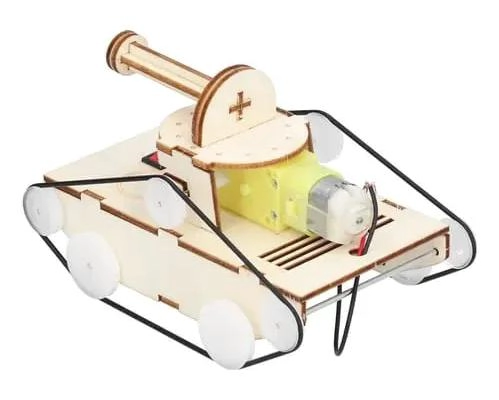 JUGUETE DIDACTICO ARMABLE DE MADERA TANQUE CON MOTOR - 3