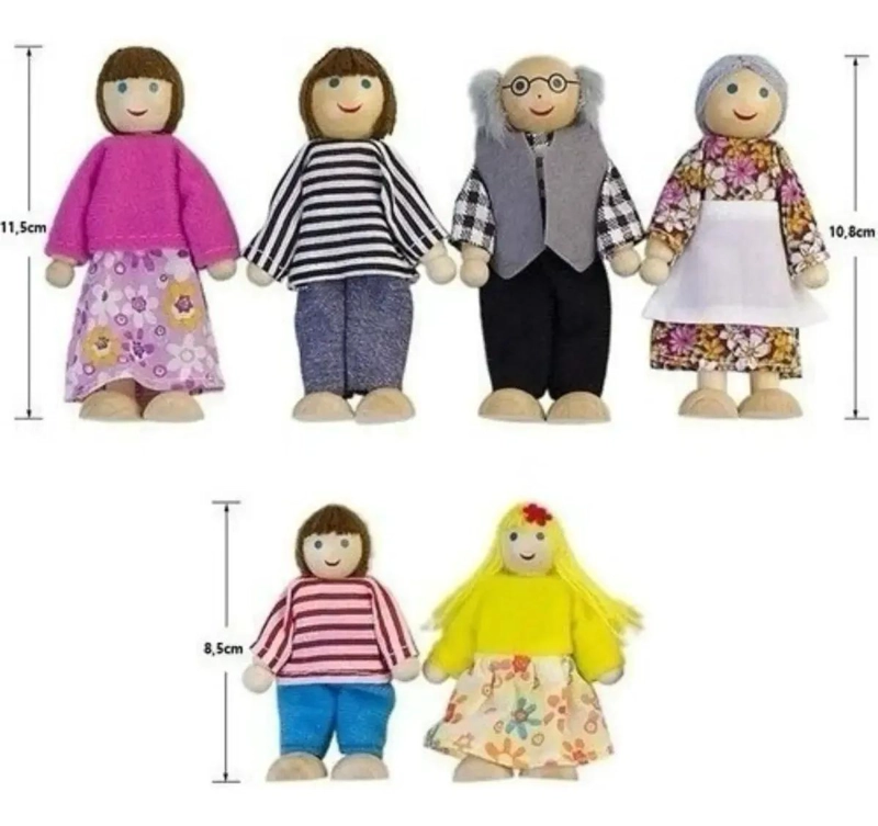 SET DE MINI FAMILIA DE MADERA PARA JUGAR Y APRENDER - 2