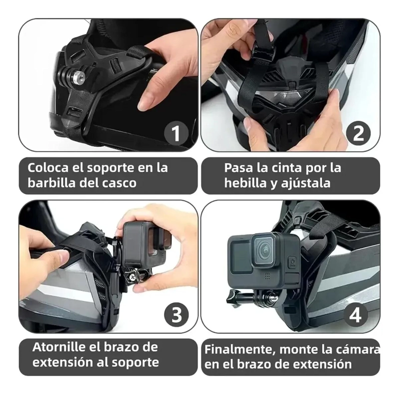 SOPORTE DE MONTAJE PARA CASCO DE MOTO PARA CAMARAS Y MOVILES - 4