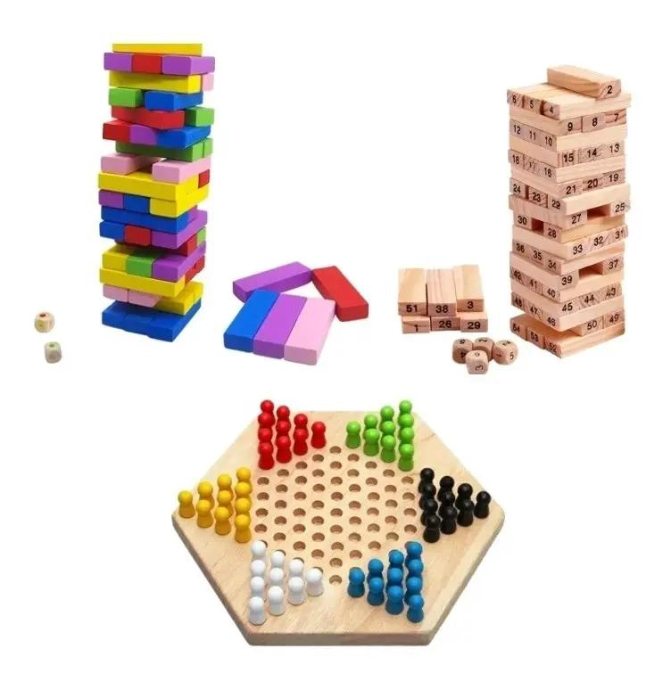 JUEGO DE DAMAS CHINAS Y YENGA DE MADERA PARA NIÑOS - 1