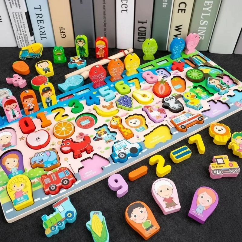 SET DIDACTICO DE MADERA CON NUMEROS Y JUEGO DE PESCA - 2