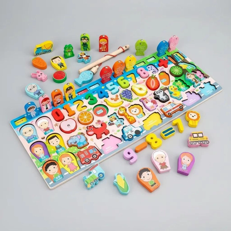 SET DIDACTICO DE MADERA CON NUMEROS Y JUEGO DE PESCA - 3