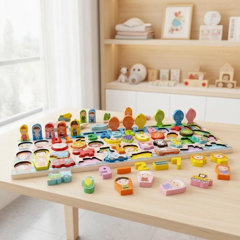 SET DIDACTICO DE MADERA CON NUMEROS Y JUEGO DE PESCA - 4