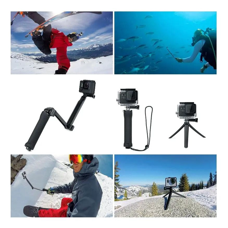 BASTON TRIPODE ARTICULABLE 3 VIAS PARA CAMARAS DEPORTIVAS - 2