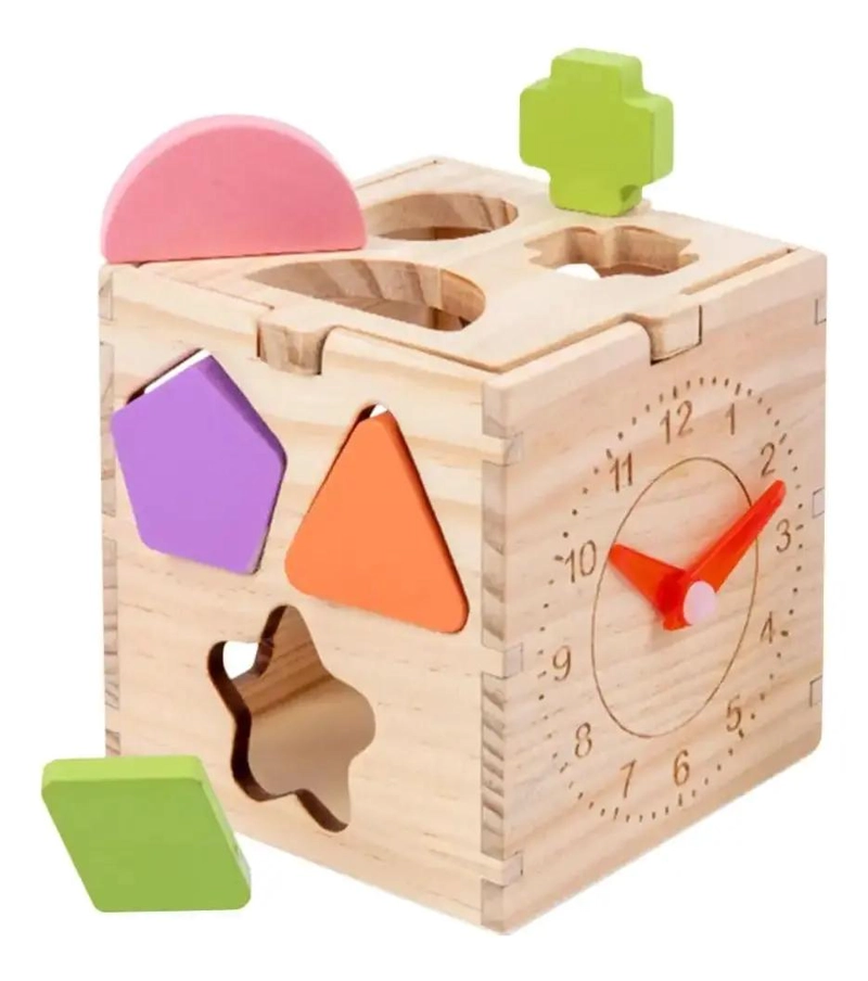 CUBO DIDACTICO DE MADERA PARA CLASIFICACION DE FORMAS - 2