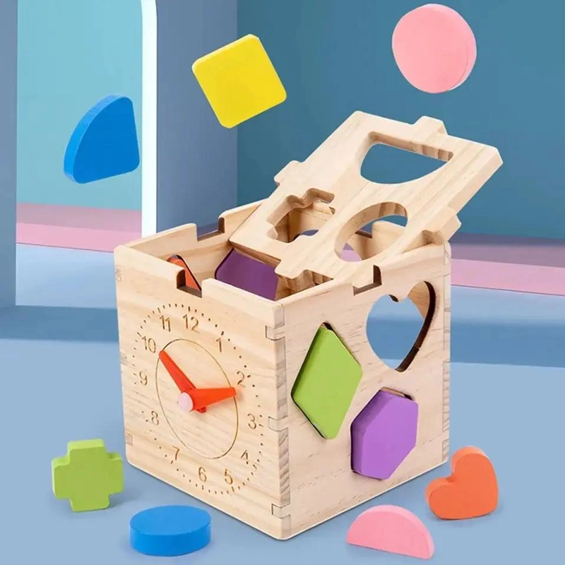 CUBO DIDACTICO DE MADERA PARA CLASIFICACION DE FORMAS - 3