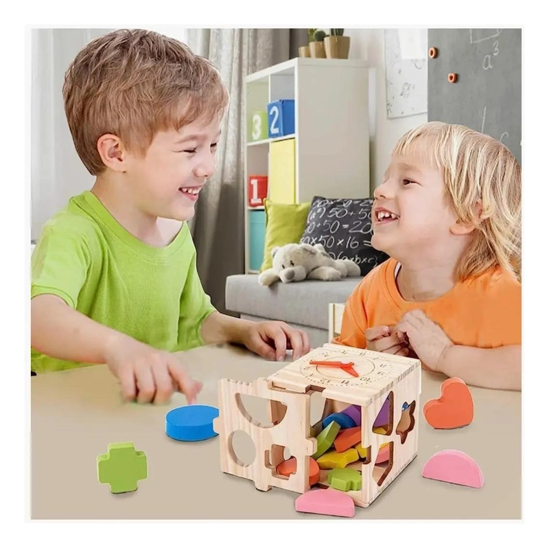 CUBO DIDACTICO DE MADERA PARA CLASIFICACION DE FORMAS - 6