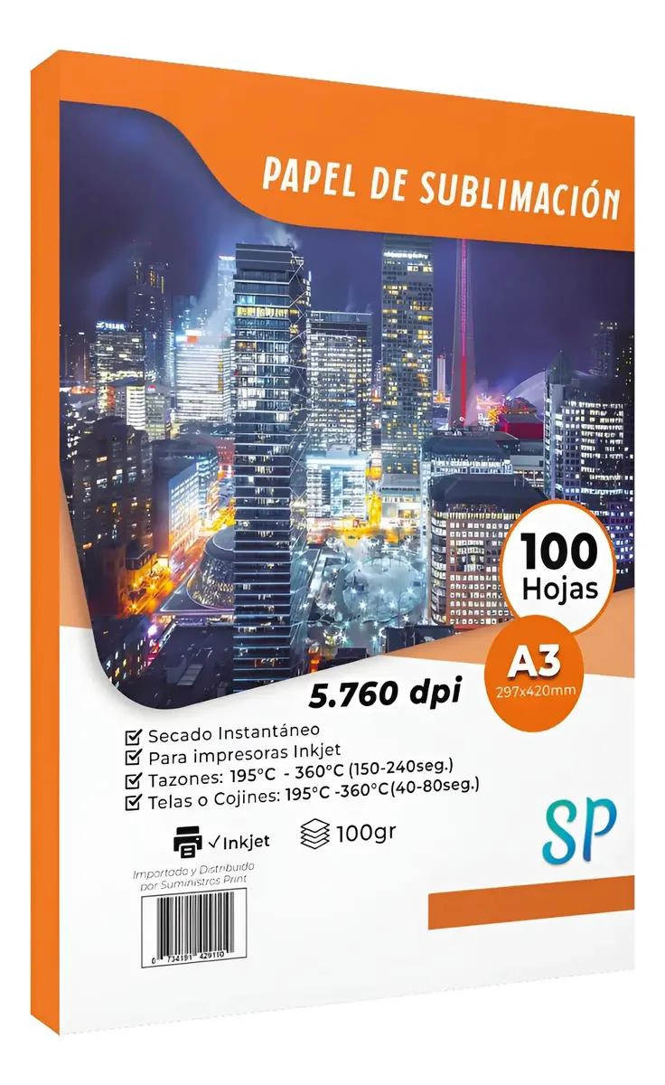 PAPEL DE SUBLIMACION A3 100 HOJAS 100GSM PARA IMPRESION - 1