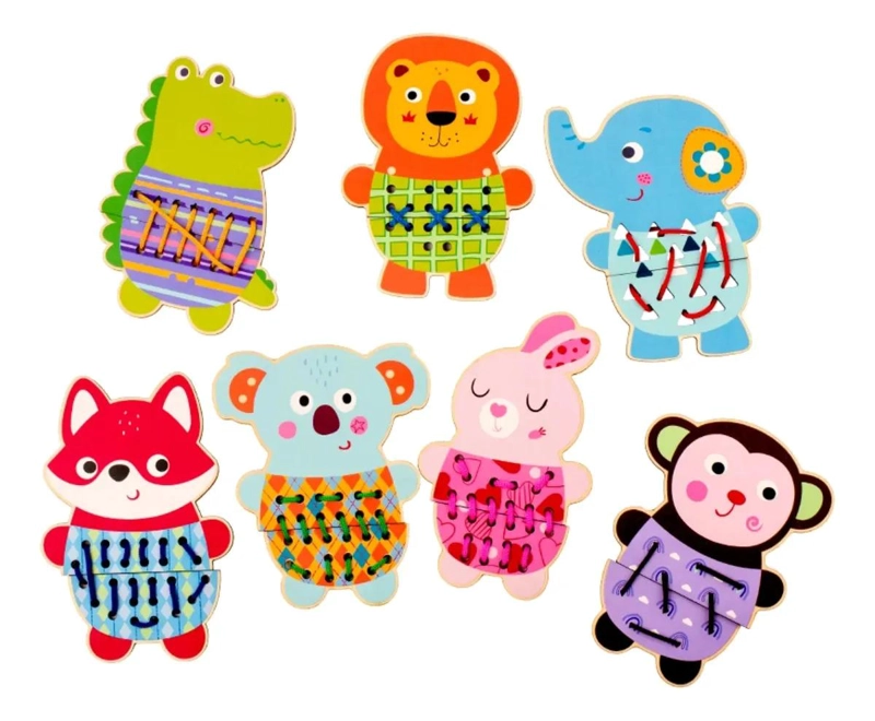 JUGUETE DIDACTICO DE MADERA CON ANIMALES PARA ENHEBRAR - 2