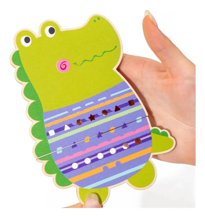 JUGUETE DIDACTICO DE MADERA CON ANIMALES PARA ENHEBRAR - 3