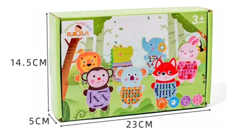 JUGUETE DIDACTICO DE MADERA CON ANIMALES PARA ENHEBRAR - 9